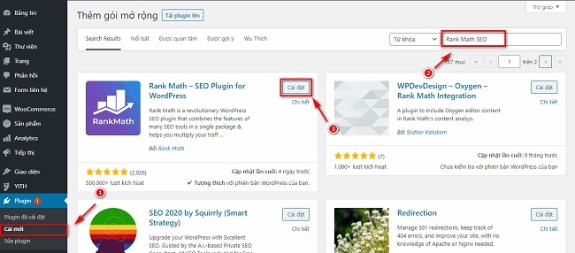 Cài đặt plugin Rank math SEO