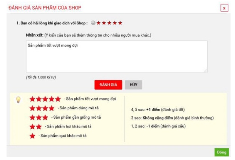 Đánh giá trên Shopee