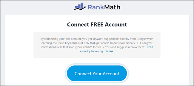 Kết nối tài khoản với Rank Math SEO